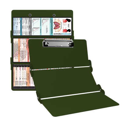 WhiteCoat Clipboard® Trifold - Army Green Respiratory Therapy Edition